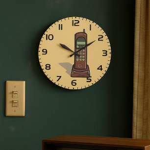 Retro Cordless Phone Vintag 90er Große Wanduhr
