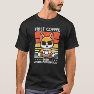 Retro Corgi Kaffee Sonnenbrille Haustier Hunde-Ras T-Shirt
