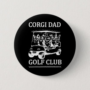 Retro Corgi Vater Golf Club Niedlich Dog Swinging Button