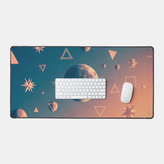 Retro Cosmic Moon and Stars Schreibtischunterlage (Tastatur & Maus)
