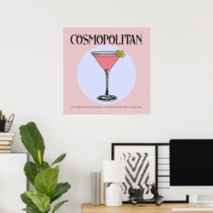 Retro Cosmopolitan Cocktail Illustration Poster