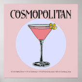 Retro Cosmopolitan Cocktail Illustration Poster (Vorne)