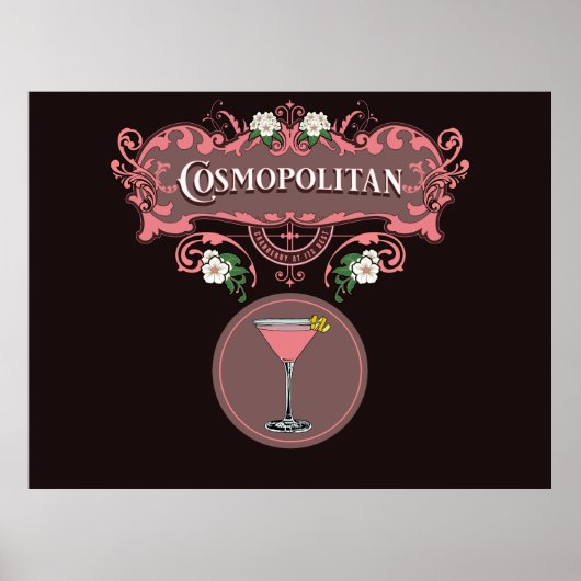 Retro Cosmopolitan Cocktail Poster (Vorne)