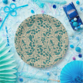 Retro Cosy Blue Patterns Weihnachtsarm Pappteller (Party)