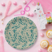 Retro Cosy Blue Patterns Weihnachtsarm Pappteller (Party)
