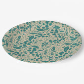 Retro Cosy Blue Patterns Weihnachtsarm Pappteller (Schrägansicht)