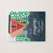 Retro Cosy Cabin the Woods Christmas Puzzle (Horizontal)