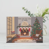 Retro Cosy Christmas Living Room Moving Ankündigung (Stehend Vorderseite)