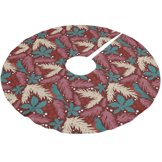 Retro Cosy Christmas Pattern Polyester Weihnachtsbaumdecke (Schrägansicht)