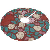 Retro Cosy Christmas Pattern Red Green Polyester Weihnachtsbaumdecke (Schrägansicht)