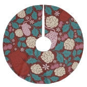 Retro Cosy Christmas Pattern Red Green Polyester Weihnachtsbaumdecke (Vorderseite)