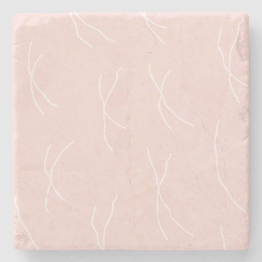 Retro Cottage Abstract Sketchy Lines Dusty Blush Steinuntersetzer (Vorderseite)