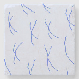 Retro Cottage Abstract Sketchy Lines Royal Blue Steinuntersetzer