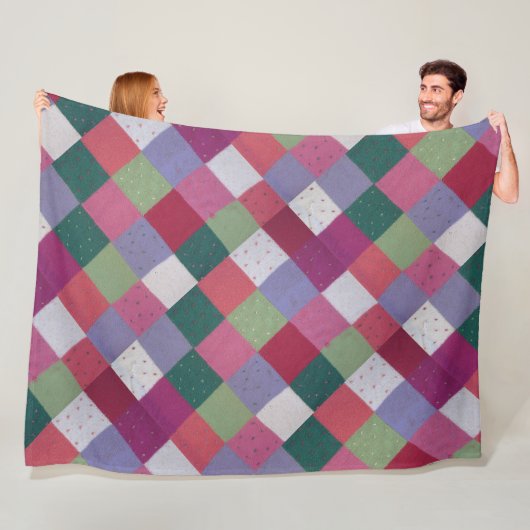 Retro-Cottage aus gestricktem farbenfrohen Patchwo Fleecedecke (Beispiel)