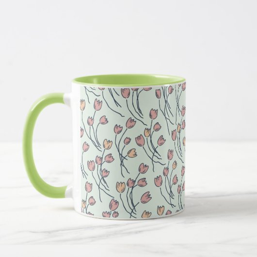 Retro Cottage Sketchy Tulips | Cottage Sage Tasse (Links)