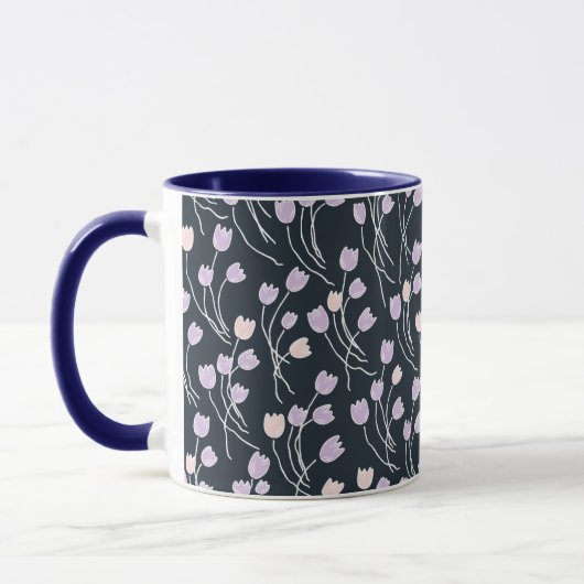 Retro Cottage Sketchy Tulips | Midnight Garden Tasse (Links)