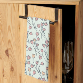 Retro Cottage Sketchy Tulpen Floral - Cottage Sage Geschirrtuch