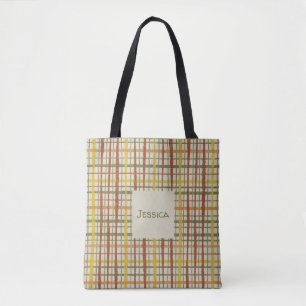 Retro Cottagecore Karomuster Personalisiert Tasche