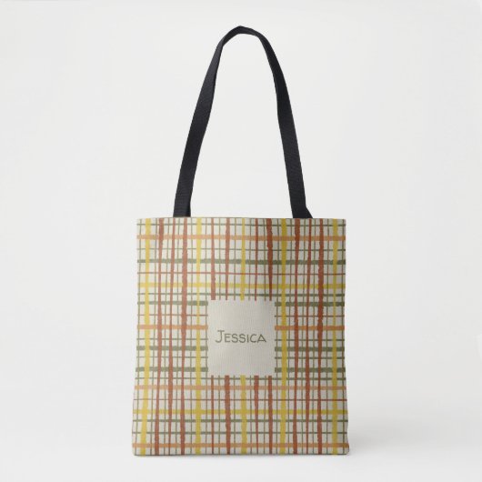 Retro Cottagecore Karomuster Personalisiert Tasche (Vorderseite)