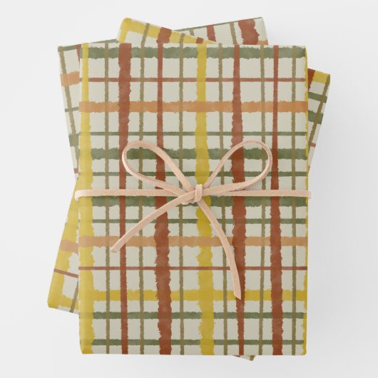 Retro-Cottailcore Kariertes Muster Geschenkpapier Set (Beispiel)