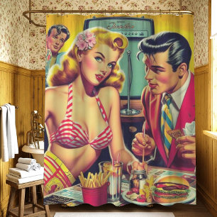 Retro Coulpe der 50er Jahre Duschvorhang