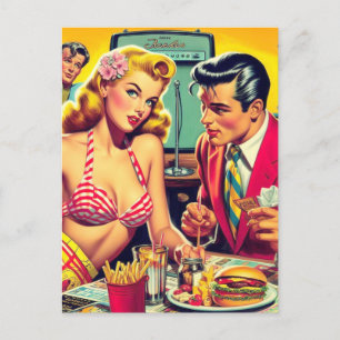 Retro Coulpe der 50er Jahre Postkarte