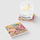 Retro Coulpe der 50er Jahre Steinuntersetzer (Seitenansicht)