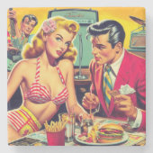 Retro Coulpe der 50er Jahre Steinuntersetzer (Vorderseite)