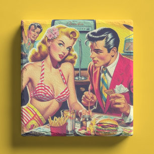 Retro Coulpe der 50er Jahre Steinuntersetzer