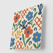 Retro Country Floral Trellis Muster Quadratische Wanduhr (Winkel)