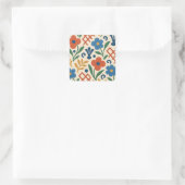 Retro Country Floral Trellis Muster Quadratischer Aufkleber (Tasche)
