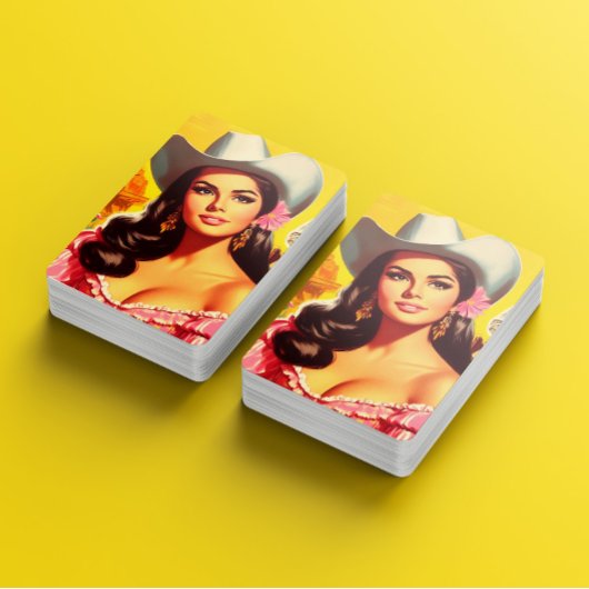 Retro-Country-Frau Spielkarten