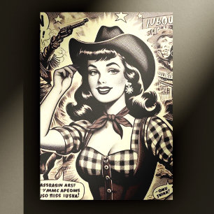 Retro-Country-Girl-Illustration Postkarte