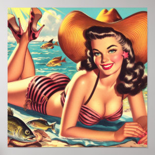 Retro-Country-Sommer-Pin-up Poster