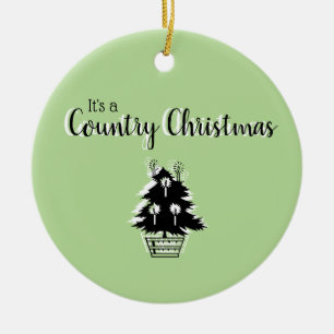 Retro Country Weihnachtsbaum Grün Keramik Ornament