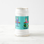 Retro Coupé mit Hund Stein Bierglas (Mittel)