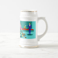 Retro Coupé mit Hund Stein