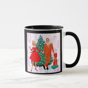 RETRO COUPLE 1950er CHRISTMAS KAFFEE-TASSE Tasse