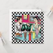 Retro-Couple aus den 50er Jahren bei Diner Blank Karte (Vorderseite/Rückseite Beispiel)