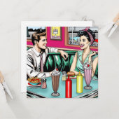 Retro-Couple aus den 50er Jahren bei Diner Blank Karte (Vorderseite/Rückseite Beispiel)