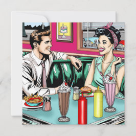 Retro-Couple aus den 50er Jahren bei Diner Blank Karte