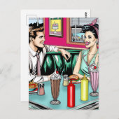 Retro-Couple aus den 50er Jahren bei Diner Blank Postkarte (Vorne/Hinten)