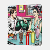 Retro Couple aus den 50er Jahren bei Diner Keramikornament (Links)
