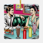 Retro Couple aus den 50er Jahren bei Diner Keramikornament (Vorderseite)