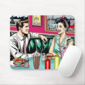 Retro Couple aus den 50er Jahren bei Diner Mousepad (Mit Mouse)