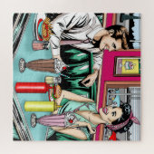 Retro Couple aus den 50er Jahren bei Diner Puzzle (Horizontal)