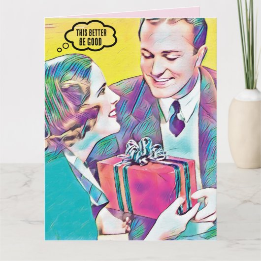 RETRO COUPLE CHRISTMAS FUNNY FRIEND CARD KARTE (Vorderseite)