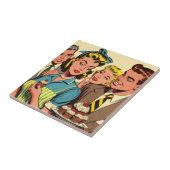 Retro Couple Cupcake Comic Fliese (Seite)