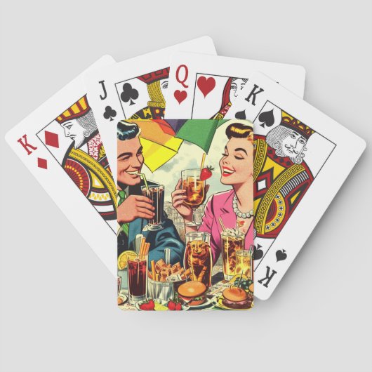 Retro Couple Drinks Comic Spielkarten (Rückseite)