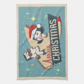 Retro Couple Frohe Weihnachten Vintager Urlaub Geschirrtuch (Vertikal)